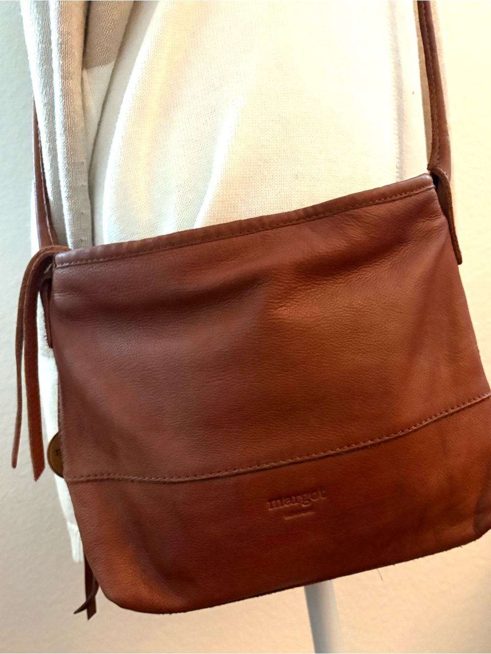 margot Tan Leather Crossbody Bag